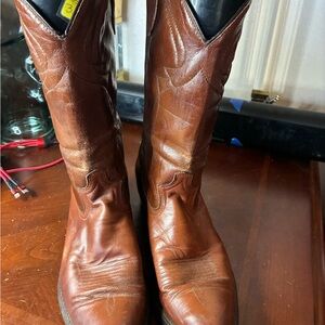 Vintage Dingo Brown Leather Pointed Toe Cowboy Boots Size 10 EW